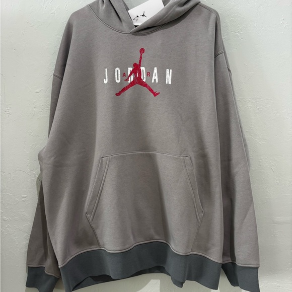 Jordan Gray and Red Men's Hoodie - Picture 4 of 5